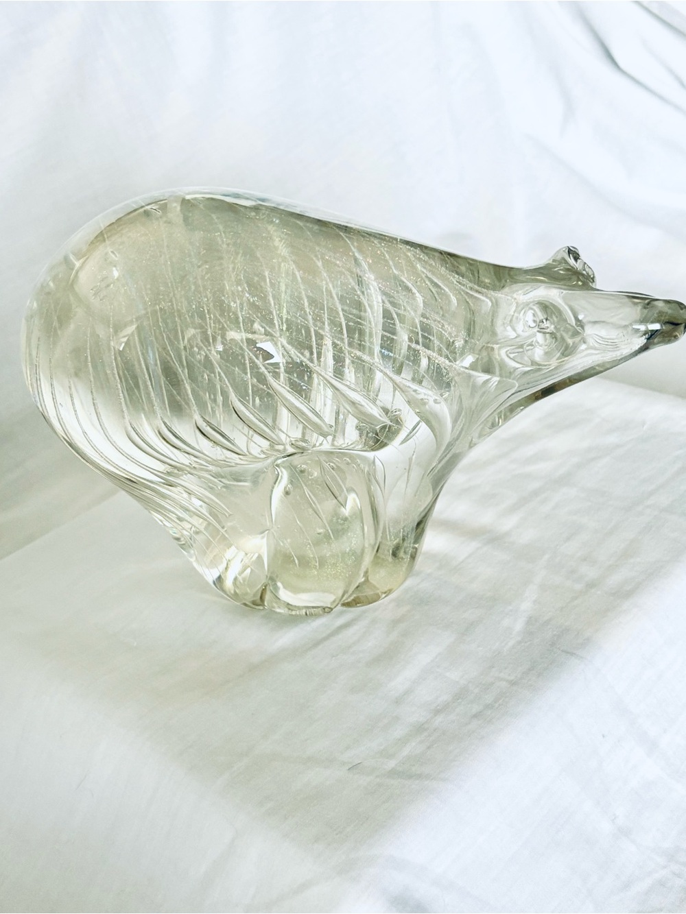 Arte Vargas Studio Art Glass Polar Bear Northern Lights Iridescent Rainbow Lines